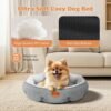 Nobleza Dog Bed Medium Size Dog, Plush Anti Anxiety Donut Round Orthopedic Dog Bed for Sleeping, Supportive Washable Calming Warming Soft Non-Slip Cat Beds for Indoor Cats Washable, 28in, Light Grey