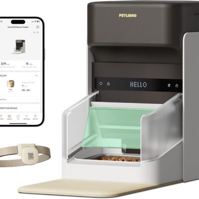 PETLIBRO Upgraded RFID Automatic Cat Feeder, 5G Wi-Fi Automatic Pet Feeder, 3L Auto Cat Feeder App Control with Light Collar Tag, Tag Activated One Automatic Cat Food Dispenser 1-10 Meals Control