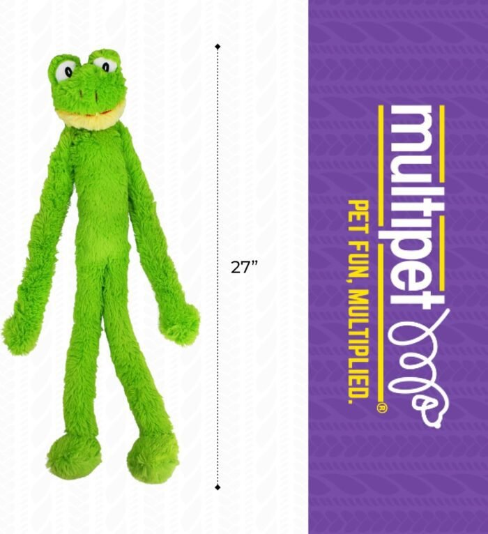 Multipet Swingin' Slevin Frog Dog Plush Toy - Squeaky Dog Toy for All Dogs - Extra Soft Plush Dog Toy - Stuffed Animal Dog Toy for Cuddling & Playing - Cute Dog Pet Toy (27”, Green, 5 Squeakers)