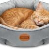 Nobleza Dog Bed Medium Size Dog, Plush Anti Anxiety Donut Round Orthopedic Dog Bed for Sleeping, Supportive Washable Calming Warming Soft Non-Slip Cat Beds for Indoor Cats Washable, 28in, Light Grey