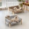 MEWOOFUN Cat Couch Bed, Pet Sofa for Indoor Cats Wooden Indoor Elevated Cat Beds with Removable Mattress Cover Suitable for Kitty, Puppy or Small Animal (Grey, Medium) - Image 2