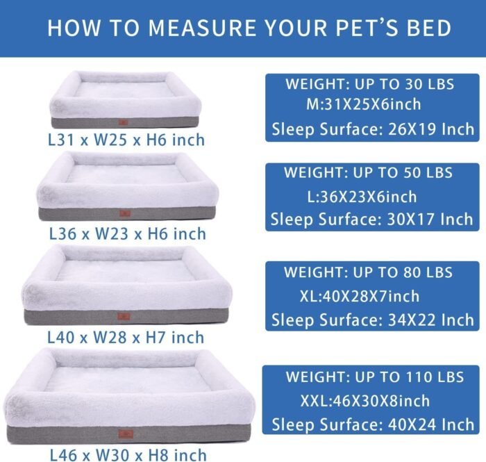 Orthopedic Dog Bed for Large Dogs, Bolster Sides Dog Sofa Bed with Removable Washable Cover & Non-Skid Bottom, Soft Pet Bed with Egg Foam Dog Couch for Sleeping, 36 x 23 Inch, Gray