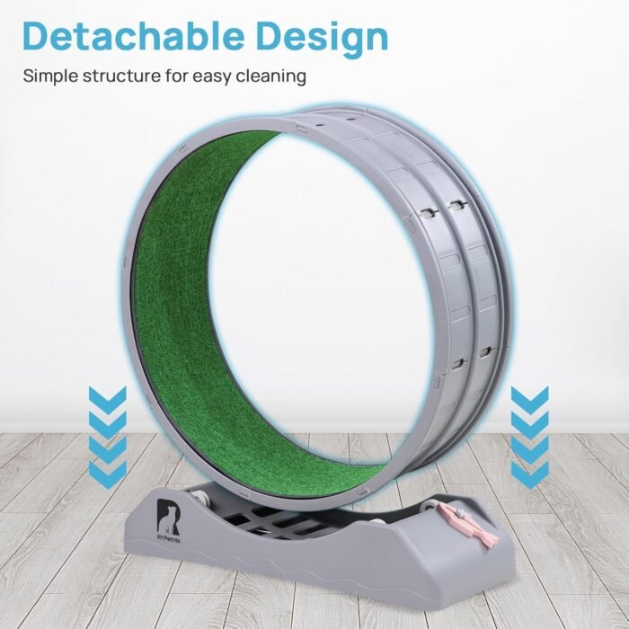Cat Exercise Wheel, 31.5 Inch Cat Treadmill for Indoor Cats, Cat Running Wheel with Carpeted Runway, Easy to Install & Fitness & Health, Suitable for Most Cats, Plastic Cat Wheel