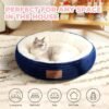 20in Washable Cat Beds for Indoor Cats - Round Donut Pet Bed for Cats, Small Dogs, Puppy, Kitten - Anti-Slip Bottom, Calming Bed Gift - Navy Blue - Image 5