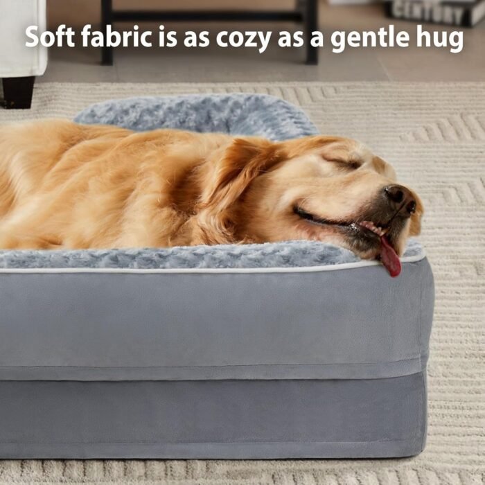 WNPETHOME Dog Beds for Large Dogs, Washable Dog Bed, Bolster Dog Sofa Bed with Waterproof Lining & Non-Skid Bottom, Orthopedic Egg Foam Dog Couch for Pet Sleeping, Pet Bed for Large Dogs