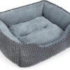 MIXJOY Dog Bed for Large Medium Small Dogs, Rectangle Washable Sleeping Orthopedic Pet Sofa Bed, Soft Calming Cat/Puppy Beds for Indoor Cats, Anti-Slip Bottom with Multiple Size (20'', Grey)