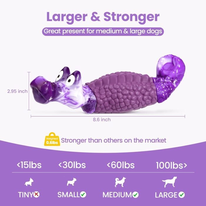 HGB Tough Dog Chew Toys for Aggressive Chewers, Squeaky Indestructible Dog Toy to Keep Them Busy & Reduce Boredom for Medium, Large Breed
