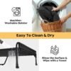 Veehoo Elevated Raised Dog Bed-Cooling Outdoor Dog Cot Bed for Large Sized Dogs Three-Sided Fence Raised Pet Cot with Mesh & No-Slip Feet Dog Hammock Bed with Removable Bolster-35 x 22" Black - Image 6