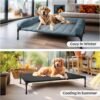 Veehoo Cooling Elevated Dog Bed + Removable Fluffy Plush Pillow Cushion, Raised Dog Bed with Washable Bolster Mat, Breathable Teslin Mesh, No-Slip Feet, 32" x 25" Dog Couch Bed, Haze Blue, CWC2331E - Image 5
