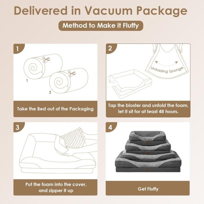 EHEYCIGA Memory Foam Dog Bed for Large Sized Dog, Orthopedic Dog Sofa Bed with Sides and Waterproof Liner, Washable Bolster Pet Bed Couch with Removable Cover, 36x27x7 Inch, Grey
