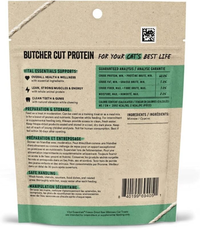 Vital Essentials Freeze Dried Raw Cat Treats, Minnows Treats, 0.5 oz