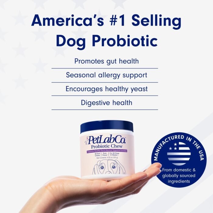 PetLab Co. Probiotics for Dogs, Support Gut Health, Occasional Diarrhea, Digestive Health & Seasonal Allergies - Pork Flavor - 30 Soft Chews - Packaging May Vary (Value 3-Pack)