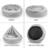 JOEJOY Small Dog Bed Cat Bed with Hooded Blanket, Cozy Cuddler Luxury Puppy Pet Bed, Donut Round Calming Anti-Anxiety Dog Burrow Cave Bed - Anti-Slip Bottom and Machine Washable 23 inch - Image 5