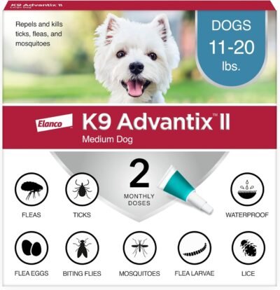 K9 Advantix II Medium Dog Vet-Recommended Flea, Tick & Mosquito Treatment & Prevention | Dogs 11-20 lbs. | 2-Mo Supply