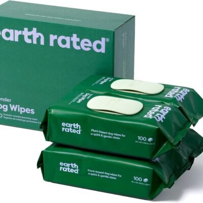 Earth Rated Hypoallergenic Dog Wipes, Cleaning and Odor-Controlling Grooming for Paws, Body, and Butt, Perfect for Puppy and Adult Dogs, Lavender Scent, 400 Count