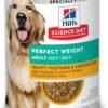 Hill's Science Diet Perfect Weight, Adult 1-6, Weight Management Support, Wet Dog Food, Chicken & Vegetables Stew, 12.5 oz Can, Case of 12