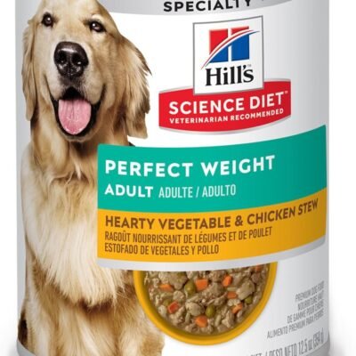 Hill's Science Diet Perfect Weight, Adult 1-6, Weight Management Support, Wet Dog Food, Chicken & Vegetables Stew, 12.5 oz Can, Case of 12