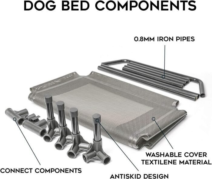 SUDDUS Elevated Dog Bed Waterproof Outdoor, Portable Raised Dog Bed, Dog Bed Off the Floor, Dog Bed Easy Clean Indoor or Outdoor Use, X-Large, Grey
