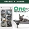FXW TitanNest Padded Dog Bed for Crate, Chew-Proof Elevated Cot for Indoor/Outdoor/Camping Use, Durable & Washable Pet Bed for Extra Large Dogs, 56-Inch, Grey