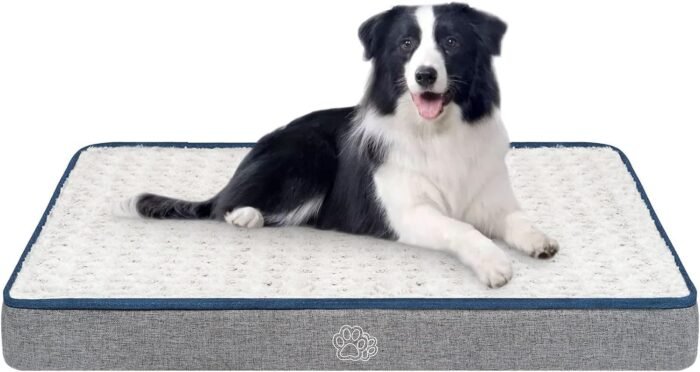 EMPSIGN Reversible Cool and Warm Dog Bed for Crate Pad, Pet Beds with Washable and Removable Cover, Dog Crate Bed Sleeping Mats, Bed for Dog Crate for Large Medium Small Dogs, Grey