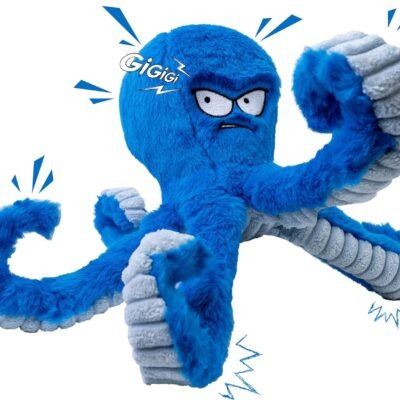 LEGEND SANDY Tough Dog Toys, Stuffed Dog Chew Toys, Large Dog Toys to Keep Them Busy, Interactive Dog Toys, Squeaky Dog Toys, Tug of War Dog Toy, Crinkle Dog Toy (Blue Octopus)