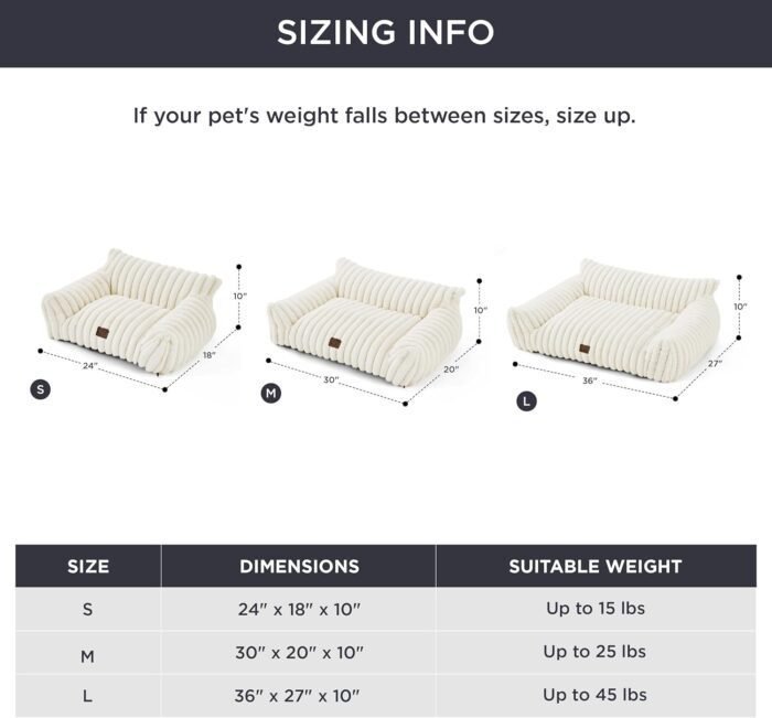 Bedsure Cute Couch for Pets - Fluffy Cat Sofa with Premium Soft Corduroy Fleece, Fuzzy Couch Bed with Removable Washable Cover, Supportive Cat Chair for Indoor Cats, 24inch, Cream