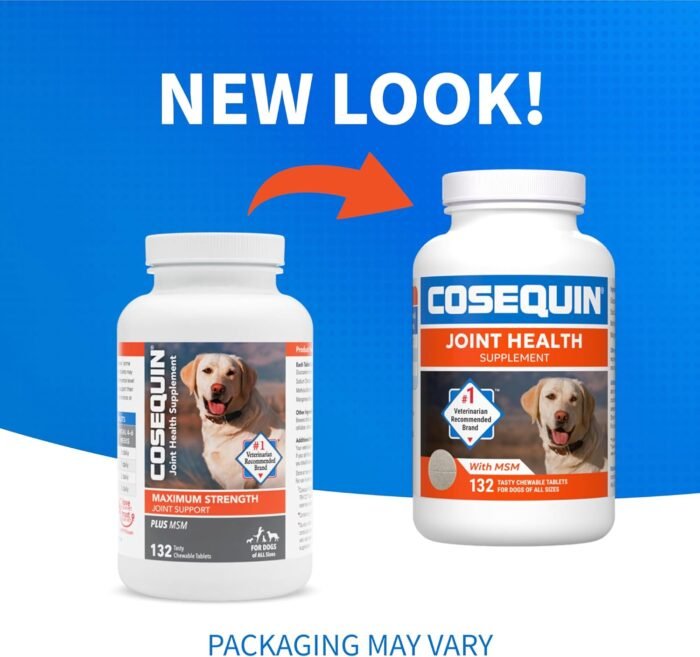Nutramax Laboratories Cosequin Maximum Strength Joint Health Supplement for Dogs - With Glucosamine, Chondroitin, and MSM, 132 Chewable Tablets