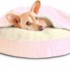 Furhaven 26" Round Orthopedic Dog Bed for Medium/Small Dogs w/ Removable Washable Cover, For Dogs Up to 30 lbs - Sherpa & Suede Snuggery - Blue, 26-inch