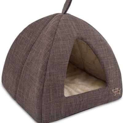Pet Tent-Soft Bed for Dog and Cat by Best Pet Supplies - Brown Linen, 19" x 19" x H:19"