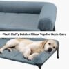 Veehoo Cooling Elevated Dog Bed + Removable Fluffy Plush Pillow Cushion, Raised Dog Bed with Washable Bolster Mat, Breathable Teslin Mesh, No-Slip Feet, 32" x 25" Dog Couch Bed, Haze Blue, CWC2331E - Image 2