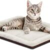 K&H PET PRODUCTS Self-Warming Cat Bed Pad, Self Heating Pad for Outdoor Cat Houses, Warming Mat for Indoor Pet Beds & Furniture, Reversible Blanket, Washable - Small 21 X 17in Oatmeal/Chocolate