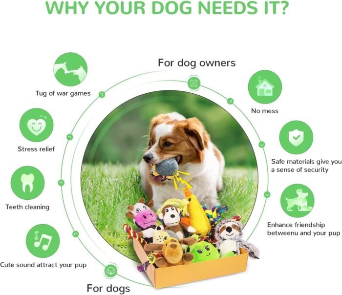 LEGEND SANDY Dog Squeaky Toys for Small Dogs, 12 Pack Puppy Toys for Teething, Cute Small Dog Animals Stuffed Plush Pet Toy Bundle, Natural Cotton Puppy Rope, Puppy Chew to Keep Them Busy