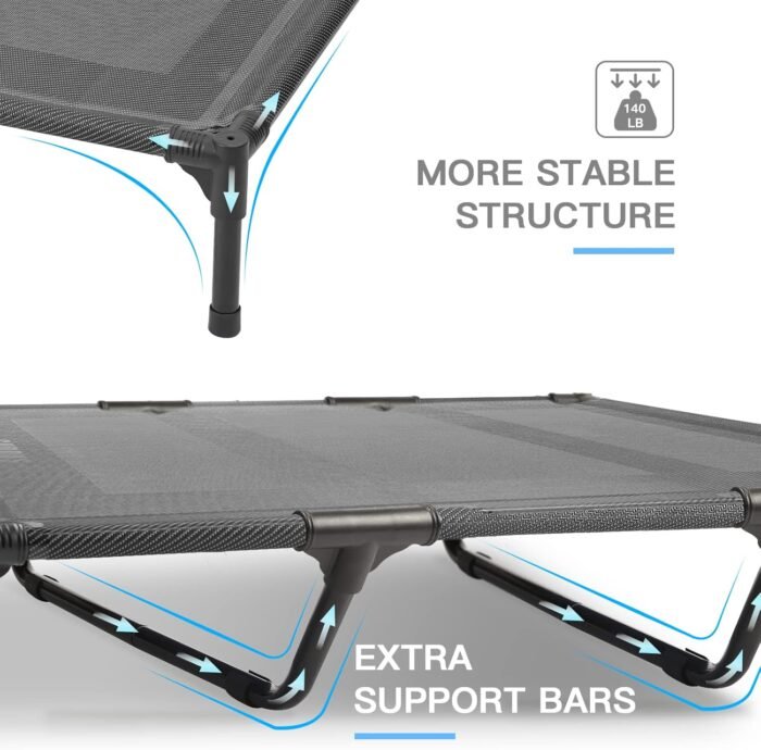 SUDDUS Elevated Dog Bed Waterproof Outdoor, Portable Raised Dog Bed, Dog Bed Off the Floor, Dog Bed Easy Clean Indoor or Outdoor Use, X-Large, Grey