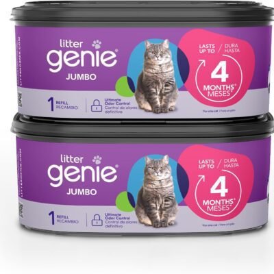 Litter Genie Refill Bags | Jumbo 2- Count (Pack of 1) | Up to 8 Months of Supply in 2 cartridges | Ultimate Odor Control Cat Litter Bags