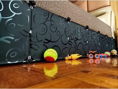 Toy Blocker, Extra Tall Size Gap Bumper for Under Bed, Stop Pets Toys Going Under Bed or Sofa Couch, Easy to Install, 11.8" Height 83" Length,Black