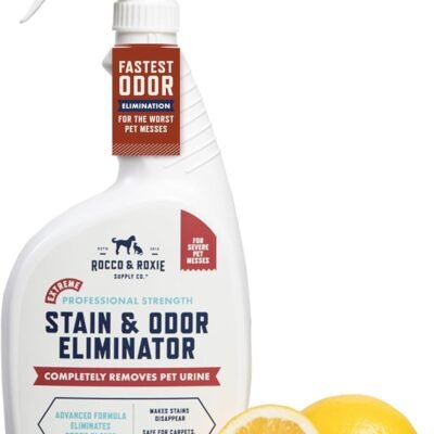 Rocco & Roxie Extreme Stain & Odor Eliminator for Strong Odor, Pet Urine Enzyme Cleaner Destroyer, Stain Remover for Dog Poop and Cat Pee, Enzymatic Carpet Cleaner Spray For Home, Puppy Potty Training