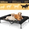Veehoo Elevated Raised Dog Bed-Cooling Outdoor Dog Cot Bed for Large Sized Dogs Three-Sided Fence Raised Pet Cot with Mesh & No-Slip Feet Dog Hammock Bed with Removable Bolster-47 x 29" Black - Image 3