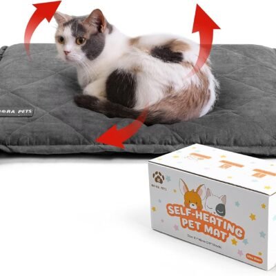 Mora Pets Self Heating Cat Bed Self Warming Cat Pad Ultra Warm Thermal Cat Mat Pet Bed 24 x 18 Inches with Removable Cover Outdoor Indoor for Cats and Small Dogs Machine Washable