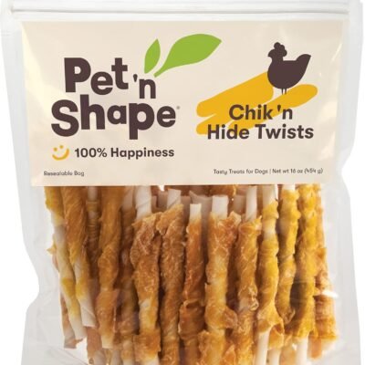 Pet 'n Shape Chik 'n Hide Twists – Chicken Wrapped Rawhide Natural Dog Treats, Small, 16 oz