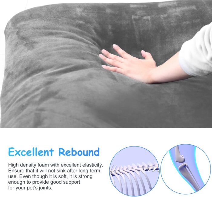 Magic Dog Super Soft Extra Large Dog Bed, 47 Inches Orthopedic Foam Dog Beds for XL Dogs, Jumbo Pet Bed with Anti Slip Bottom, Dog Sleeping Mattress with Removable and Washable Cover, Grey