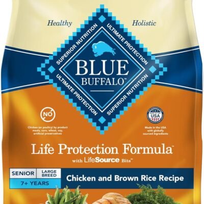 Blue Buffalo Life Protection Formula Large Breed Senior Dry Dog Food, Promotes Joint Health and Immunity, Made with Natural Ingredients, Chicken & Brown Rice Recipe, 34-lb. Bag
