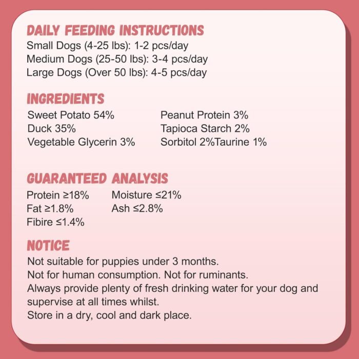 Duck & Double Purple Sweet Potato Wraps Dog Treats, Healthy Low Fat Dog Jerky High Protein Dog Training Treats Dog Snacks Chewy for Small Medium Large Dog 12-15 Counts