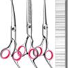 5 in1 Dog Grooming Scissors Kit, Professional Dog Scissors for Grooming with Safety Round Tips, Titanium Coated Grooming Shears for Dogs Cat Pet At Home