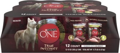 Purina ONE True Instinct Tender Cuts in Gravy With Real Turkey and Venison, and With Real Chicken and Duck High Protein Wet Dog Food Variety Pack - (Pack of 12) 13 oz. Cans