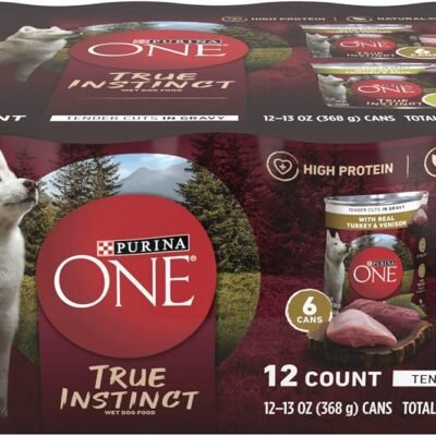 Purina ONE True Instinct Tender Cuts in Gravy With Real Turkey and Venison, and With Real Chicken and Duck High Protein Wet Dog Food Variety Pack - (Pack of 12) 13 oz. Cans