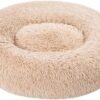 Amazon Basics Donut Pet Bolster Faux Fur Bed for Dog, Beige, 23" x 23"