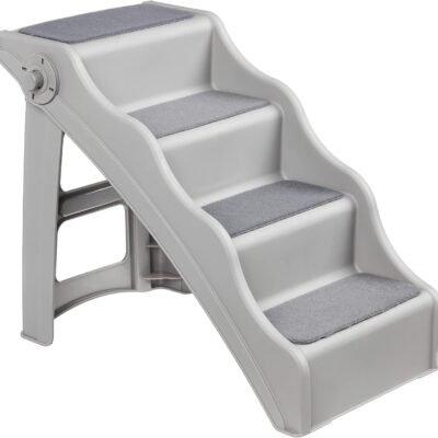 Amazon Basics Foldable Non-Slip Steps for Dogs and Cats, Grey, 23.90" x 16.10" x 19.76"