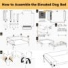 Veehoo Elevated Raised Dog Bed-Cooling Outdoor Dog Cot Bed for Large Sized Dogs Three-Sided Fence Raised Pet Cot with Mesh & No-Slip Feet Dog Hammock Bed with Removable Bolster-35 x 22" Black - Image 7