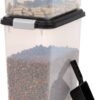 IRIS USA Dog Food Storage Container, 30 lbs & 11 lbs Combo, Cat Food Storage Container, Dog Treat Container, Airtight, Stackable, 2-Cup Scoop, Wheels, Easy Mobility, Black