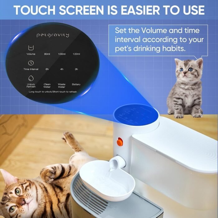 Saker Automatic Pet Water Fountain,2025 Upgraded Pet Water Fountain No Filter,Cat Water Dispenser Wireless Pour-Over,3L/106oz Ultra-Quiet Design,Pet Gravity Water Dispenser for Cat